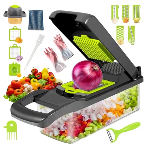 KKTECH 19 in 1 Vegetable Chopper, Multifunctional Vegetable Slicer, Chopper Vegetable Cutter Multipurpose Slap Chop for Efficient Kitchen Prep for Cutting Vegetables and Fruit