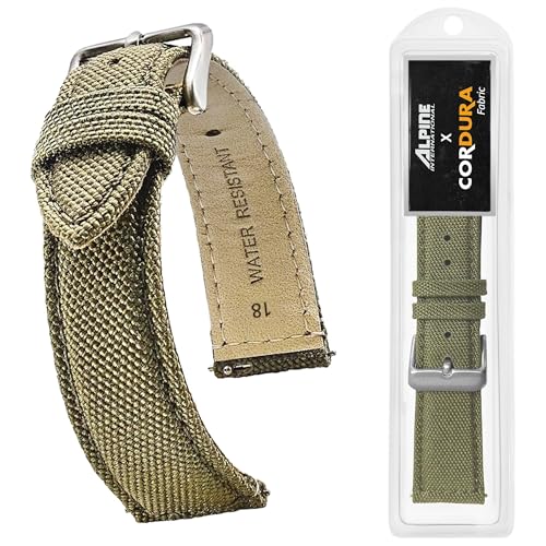 Image of Alpine Cordura Fabric Watch Band - Quick Release Replacement Watch Bands - Water Resistant Back Lining Leather Strap - Watch Bands for Women & Men - Compatible with Regular & Smart Watch Bands
