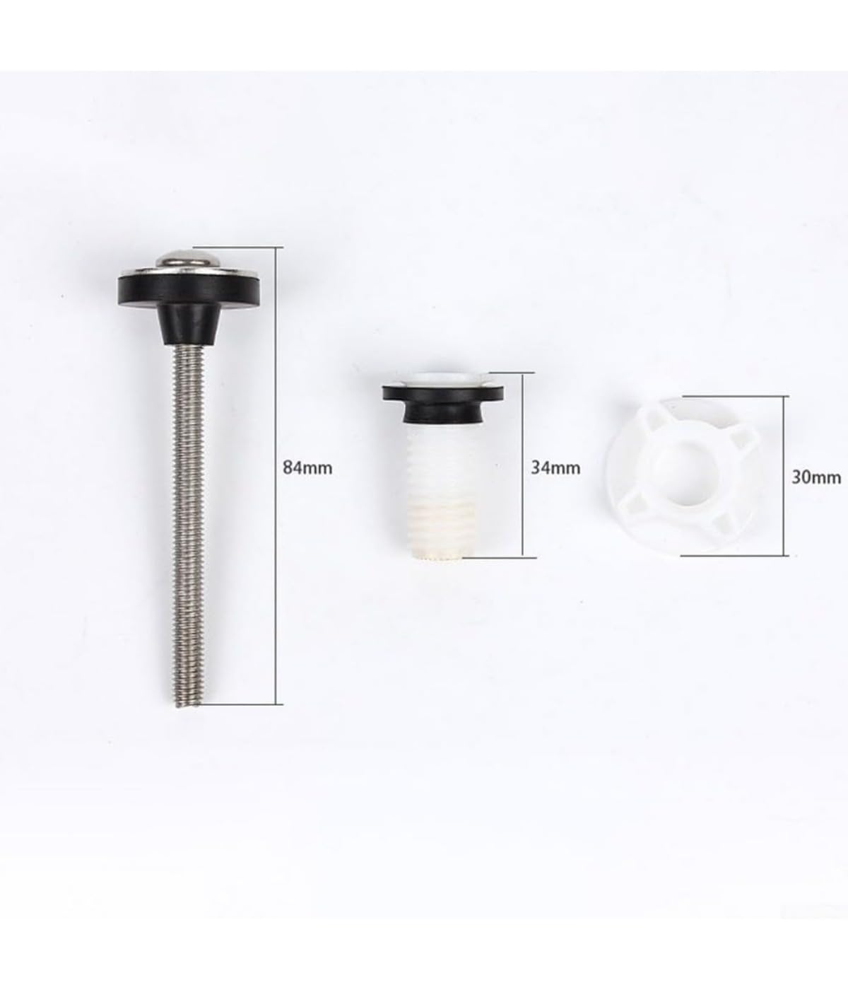 Tankschraube, Edelstahlschrauben, WC-Spülkasten zu Toilettenschüssel Befestigung, Befestigungsschraube und Gummiring, Silber, 8 Stück