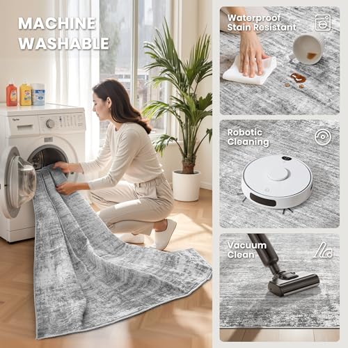 zesthome 2x8 Runner Rug, Washable Runner Rugs for Hallway, Stain Resistant Entryway Runners, Non Slip Kitchen Mats for Floor, Modern Abstract Soft Runner, Home Decor, Bedroom, Living Room