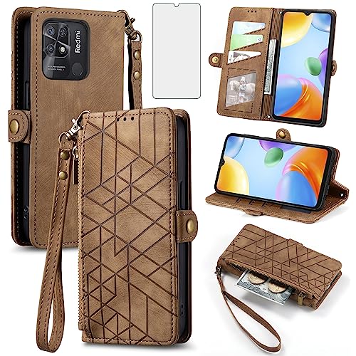 Étui portefeuille Xiaomi Redmi 10C 4G et Poco C40 avec protection écran