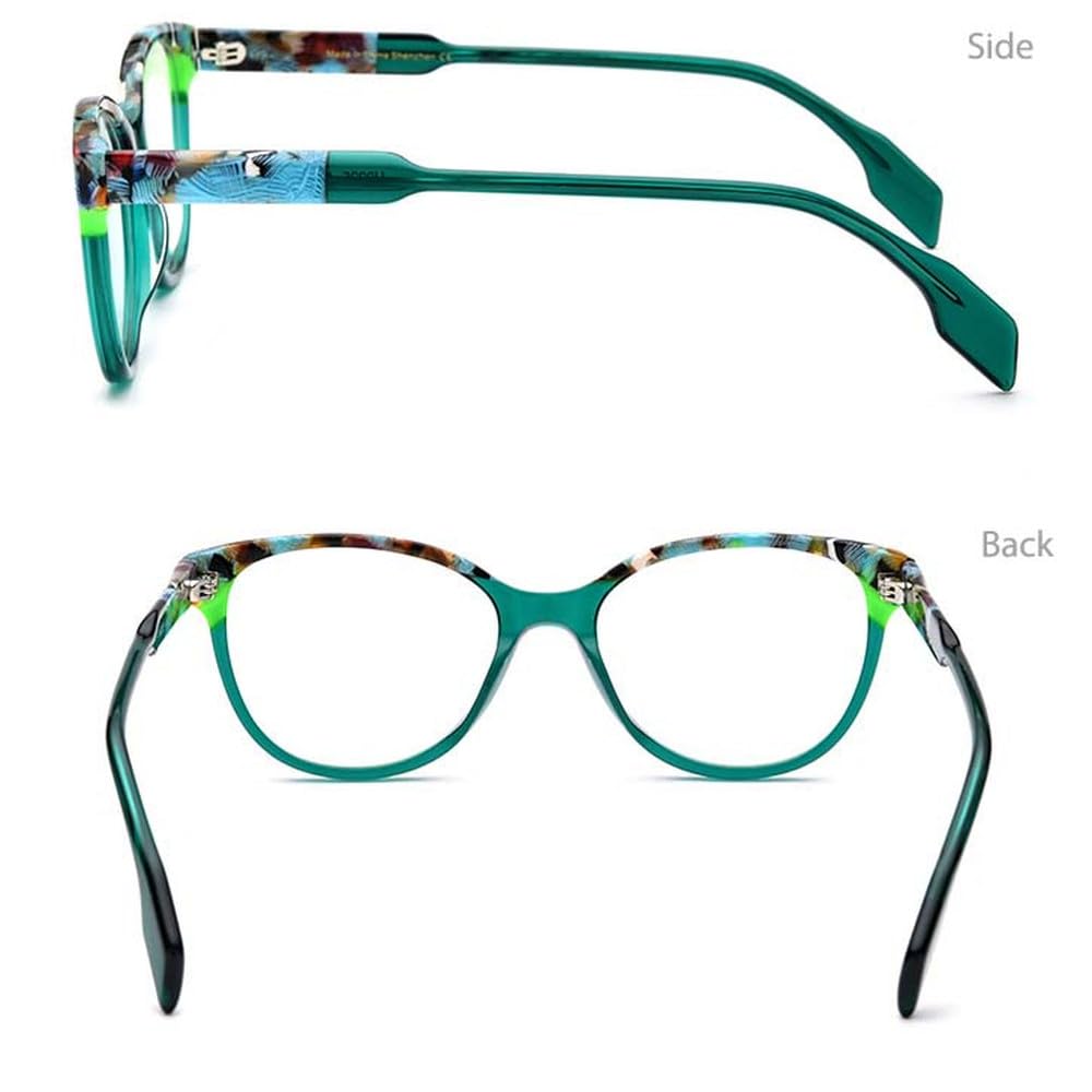 Occhiali con montatura per occhiali retrò Cat Eye in acetato verde