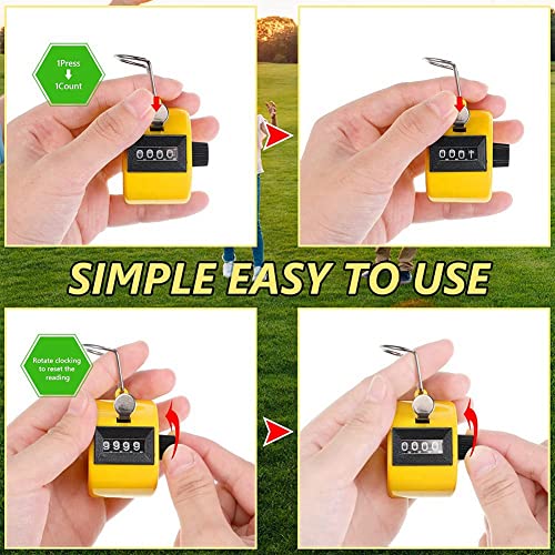 Midautoo 6 Pcs Hand Counter 4 Digit Mechanical Palm Click Counter Assorted Color Hand Hold Counter Clicker With Metal Finger Ring #TOP4
