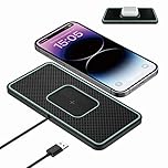 Wireless Car Charger Pad, Polmxs 15W Fast Wireless Charger, Non-Slip Wireless Charging Pad Car Charger, Ultra Slim Car Phone Mat for AirPods 3/Pro/iPhone 15/14/13/12/11/X, Samsung S24/S23/S22/10+/S10