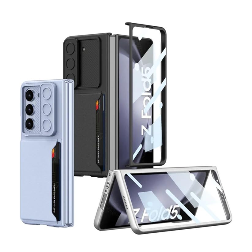 Image of MILLION CASES Back Cover Case for Samsung Galaxy Z Fold6 Shockproof Protective Sliding Window Wallet Case for Men & Boys(Carbon Black)