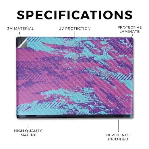 Image of Carbon Fiber Laptop Skin Compatible with Alienware M16 R2 (2024) - Grunge Purple - Premium 3M Vinyl Protective Wrap Decal Cover - Easy to Apply | Crafted in The USA by MightySkins