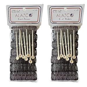 ALAZCO 14 pc Vintage Style Hair Roller Medium BRUSH ROLLERS & PINS Mesh Hair Curlers With Bristles 2.5″x 3/4″, with Flexible Locking Pins