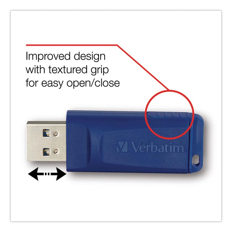 Image of Verbatim 8GB USB 2.0 Flash Drives, 5-Pack, Retractable Capless USB-A, Blue