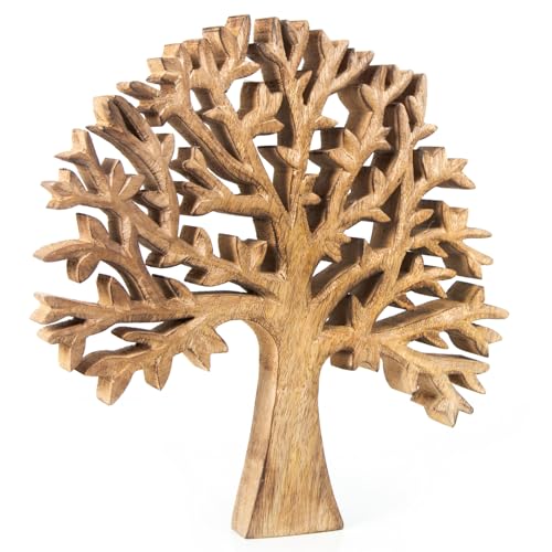 Logbuch-Verlag Lebensbaum Holz Deko Geschenk Baum des Lebens Skulptur zum Hinstellen 31 cm Geburtstag Hochzeit Geschenkidee