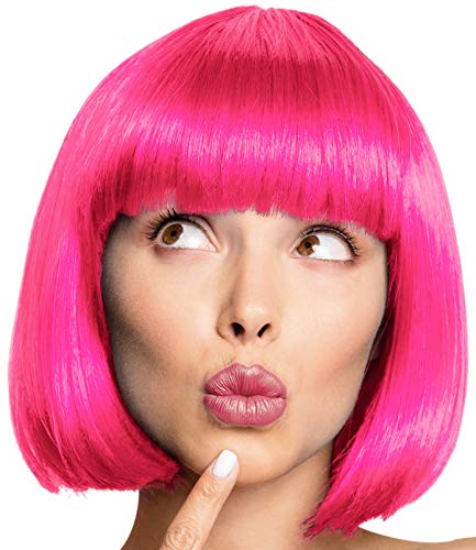 Perruque Bob Wig Cabaret Tête de groom Perruques Charleston pour le Carnaval/Mardi Gras & Fête à thème - 13 COULEURS (Rose)