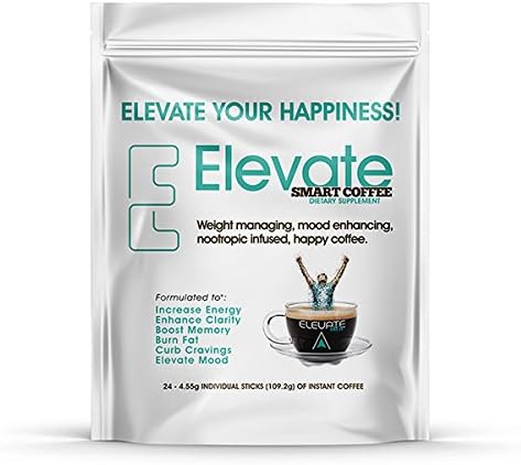 ELEVACITY Elevate Smart Coffee Individual serving stick packs- 24 servings per bag, 20 calories & 140 mg caffeine/serving, ORIGINAL FORMULA