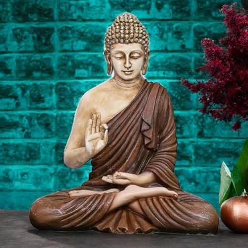 Image of Swarn House Decor's Beautiful Sitting Buddha Idol Statue for Home & Garden - Big Size 2 Feet (Brown) | Beautiful Home Decor Items for Living Room |Healing Spirit Blessing Buddha Statue.