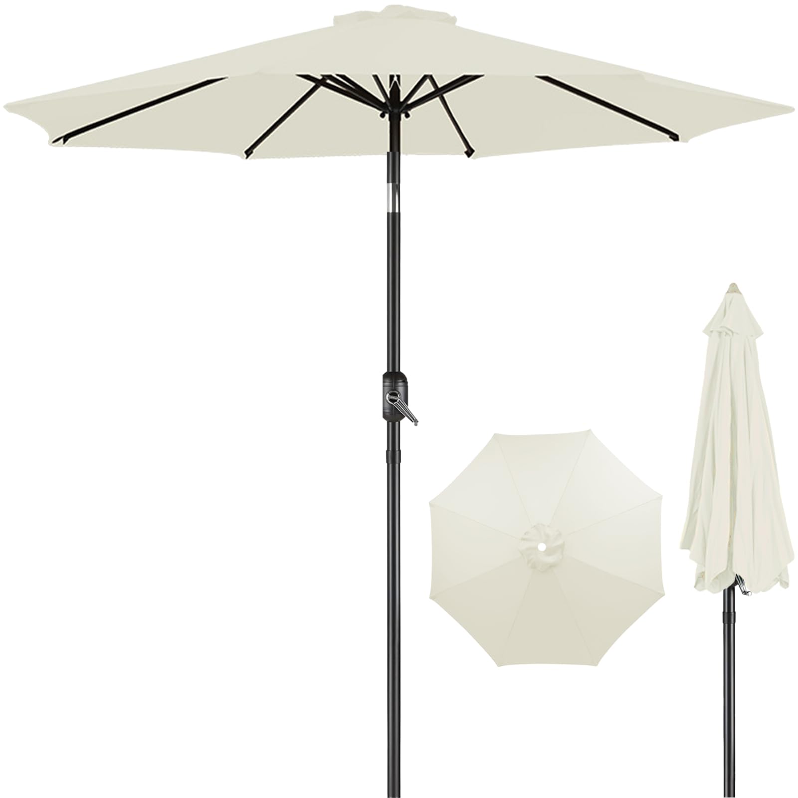 Sombrilla para patio y terraza de 2,7m con manivela ideal para el jardín