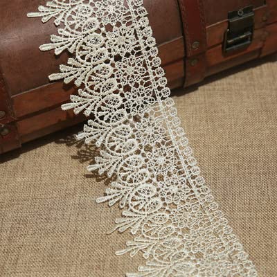 9CM Width Europe Chips Pattern Inelastic Embroidery Lace Trim,Curtain Tablecloth Slipcover Bridal DIY Clothing/Accessories.(2 Yards in one Package) (Ivory) โ image 1
