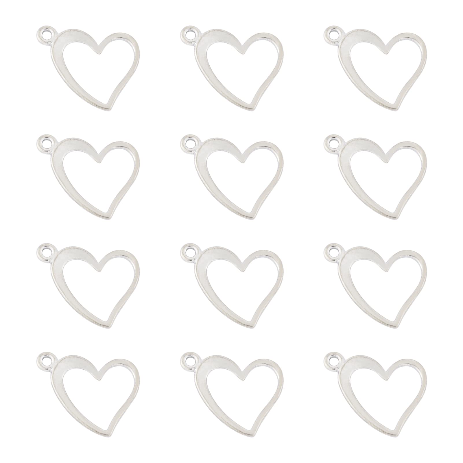 PandaHall 50pcs Heart Charms Pendants Tibetan Style Alloy Pendants Charms for Bracelet Necklace Jewelry Making
