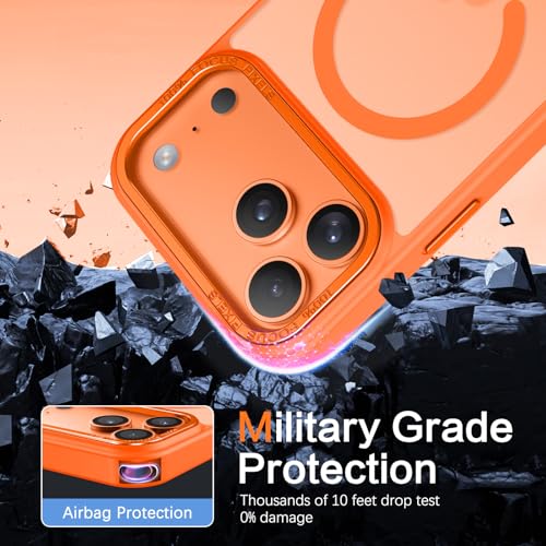 Image of BENTOBEN Magnetic for iPhone Pro Case Translucent Matte Pro Phone Case Slim Shockproof Women Men Girls Boys Protective Cover Cases for iPhone Pro 6.1 inch, Orange