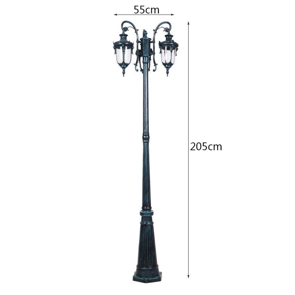 Vintage 205cm Outdoor Metal Patio Light European 3-head E26/E27 LED Street Column Lights Contemporary Glass High Pole Landscape Lantern Garage Gazebo Fence Patio Lighting