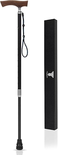 DRAGON CARBON Mejorado Bastones para hombre, bastón de fibra de carbono real para hombre, 300 libras, ajustable y ultraligero de 31 a 41 pulgadas,