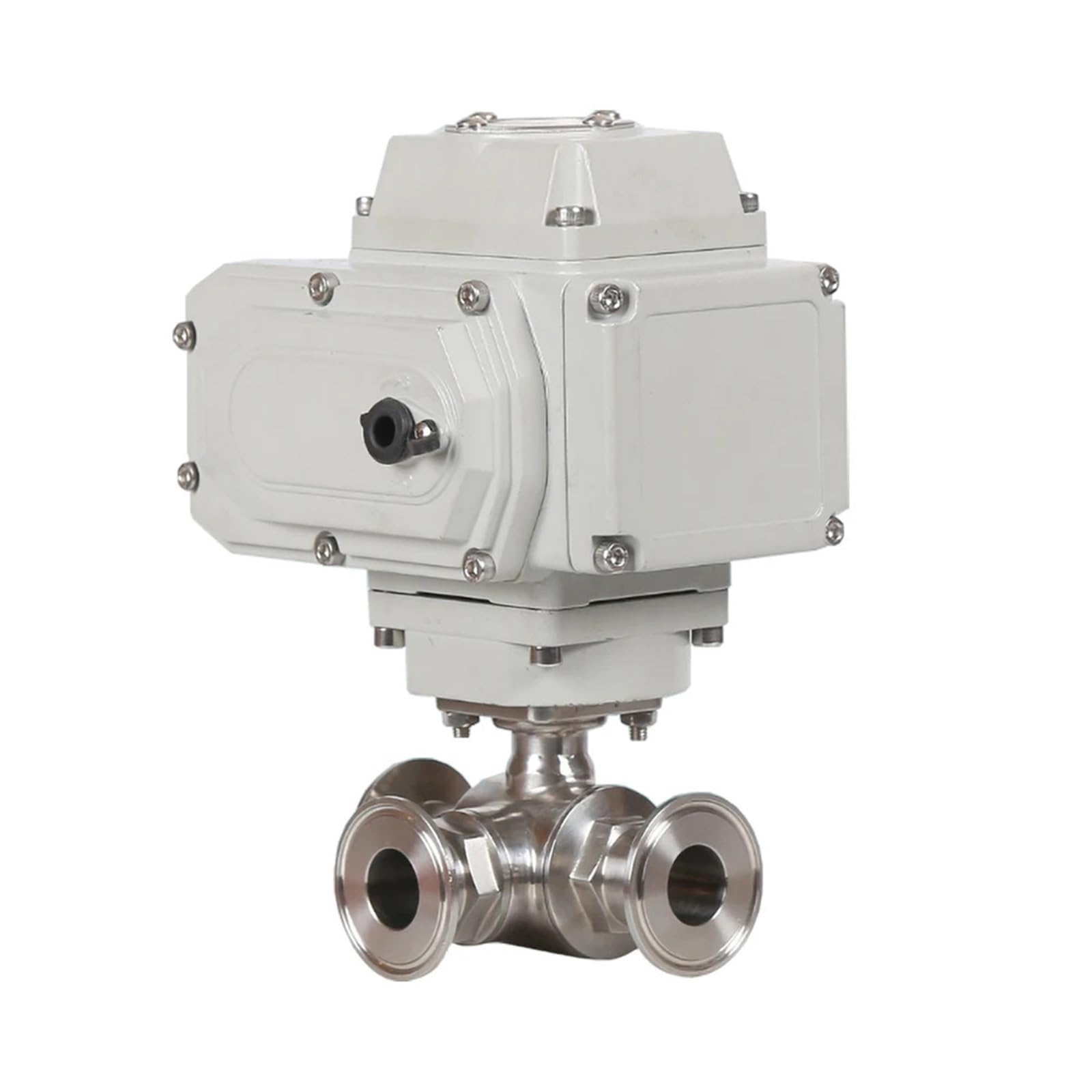 UWUKCJOKQ 19mm 3 Way Stainless Steel Sanitary Tri Clamp Ferrule Type Motorized Ball Valve 220V 110V 12V Electric Valves(T TYPE-12VDC)