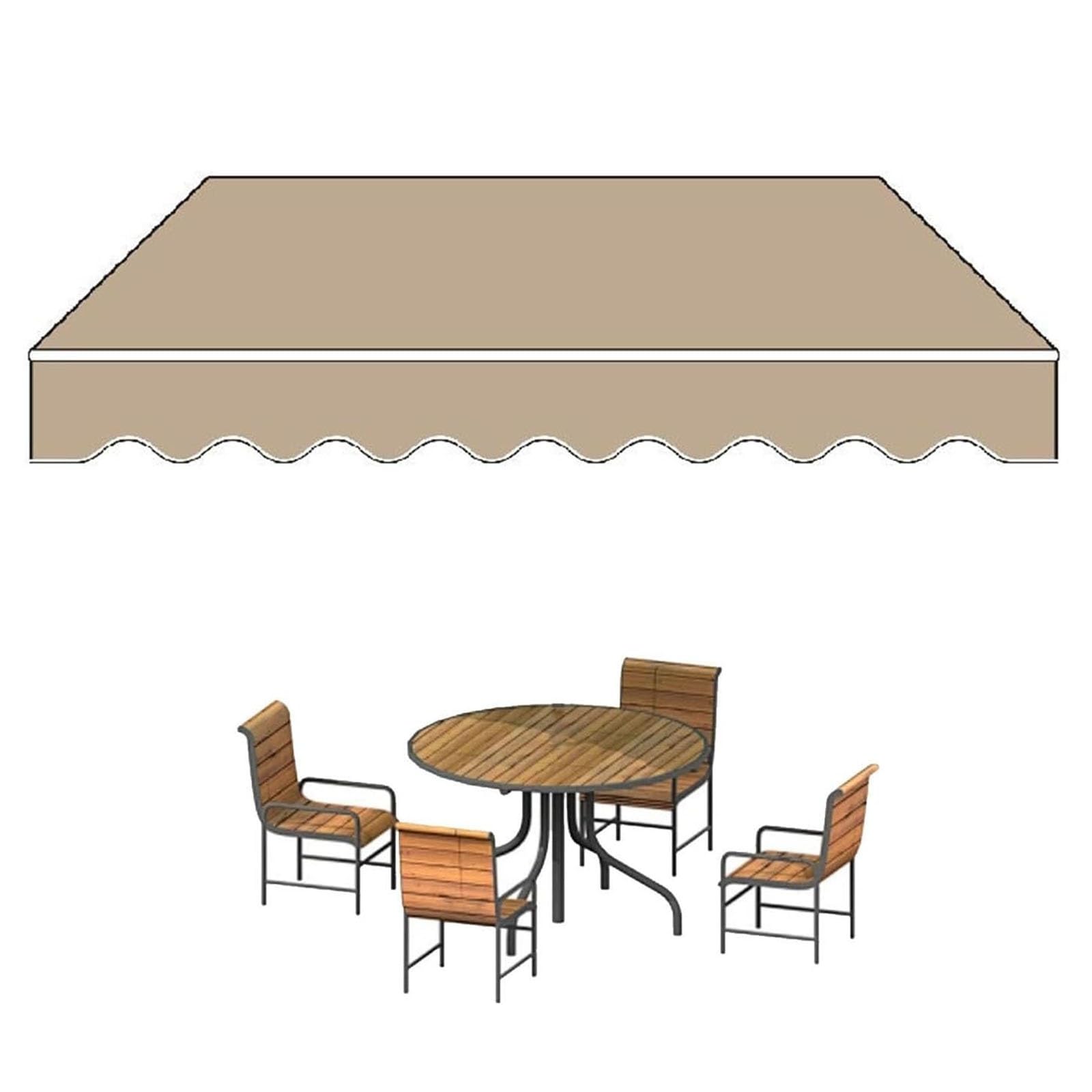 Toile de rechange pour auvent rétractable kaki de terrasse et balcon 3,7x2,4m