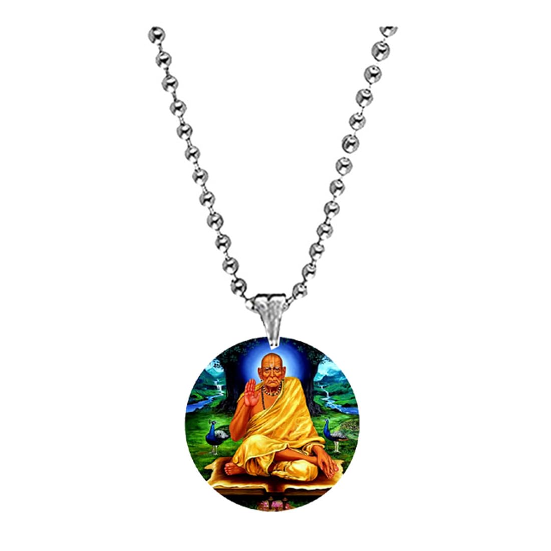 Lord Shree Swami Samartha Yellow Acrylic Pendant with Bead Chain for Men and Women | Spiritual Pendant | Devotional Jewelry Gift-image-39
