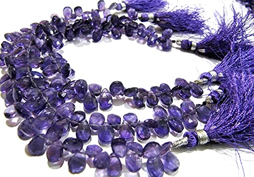 LKBEADS 8 inch strand of gem amethyst 6x9mm pear faceted beads for DIY jewelry making. amethyst beads strand