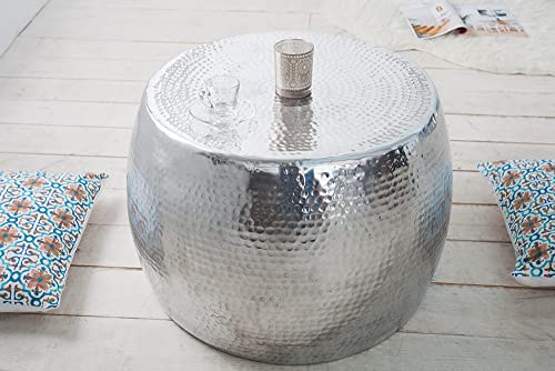 invicta INTERIOR Handgearbeiteter Couchtisch Orient 60cm Silber im Classic Hammerschlag Design – Bild 6