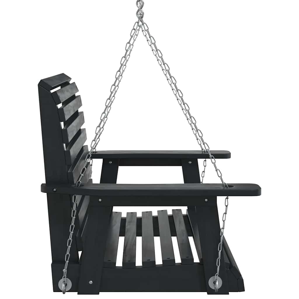 vidaXL Garten-Hängestuhl mit Metallketten Schwarz Massivholz Tanne, Außenschaukel, Outdoor Schaukel, Garten Hängesessel, Schaukel, Outdoor Hängesessel