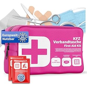 Verbandtas voor de auto met beademingsdoeken, verbanddoos voor de auto volgens de huidige norm 2024, DIN13164:2022, EHBO-set, voldoet aan het Duitse verkeersreglement