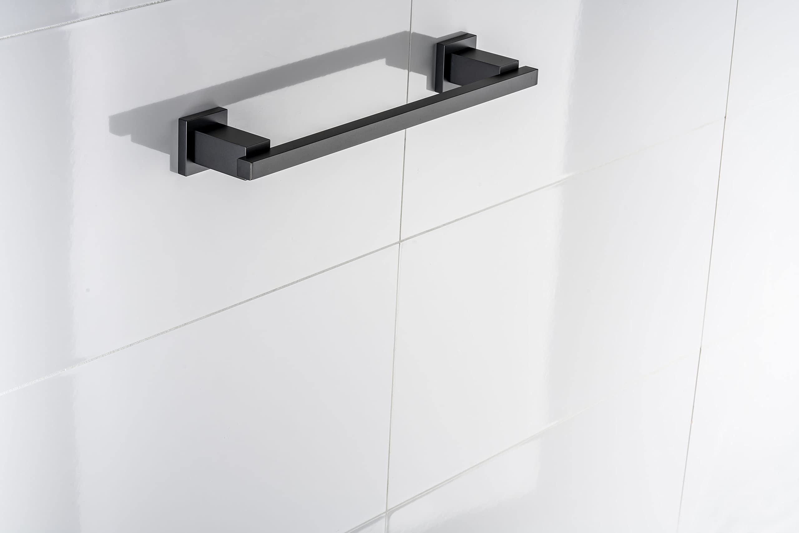 270S1-B 40cm Toallero Montado en Pared | Elegante Soporte para Toallas & Trapos de Cocina para Baño & Cocina | Latón Cromado Duradero – Negro Mate