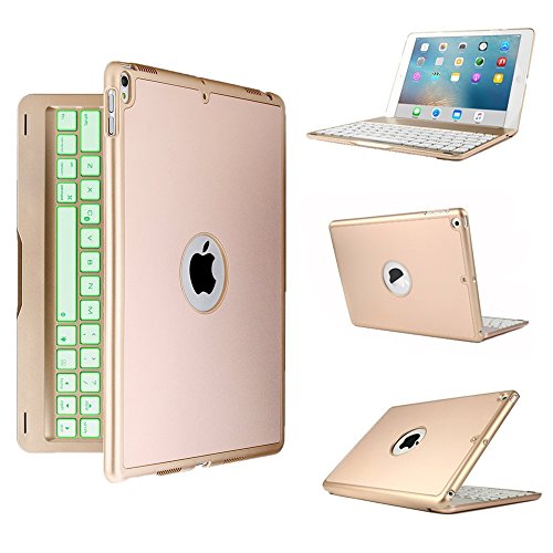 Bluetooth Keyboard Case for iPad Mini 1/iPad Mini 2/iPad Mini 3 7.9 inch Tablet,TechCode 7 Colors LED Backlit Wireless Keyboard Case Smart Case(iPad Mini 1/iPad Mini 2/iPad Mini 3,Gold)