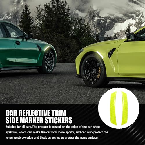 Image of 2PCS Car Reflective Trim Side Marker Stickers, Side Reflectors for Car, Anti-Collision Automatic Bumper Fender Stickers, Auto Exterior Accessories Reflector Guard Fit Cars (Green, 2PCS)
