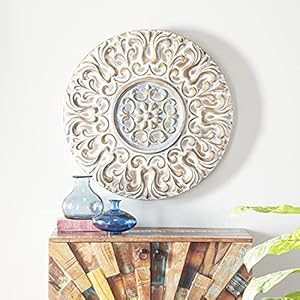 Deco 79 Metal Plate Home Wall Decor Wall Sculpture with Embossed Details, Wall Art 32″ x 2″ x 32″, Gold
