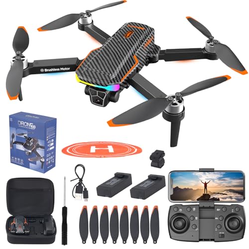 Drone with Camera for Adult Beginners and Kids,Foldable FPV,Brushless Motor,One Key Take Off/Land, Optical Flow Positioning, 360° Flip, Waypoint Fly,2Battery,Gift for adults,kids,beginners
