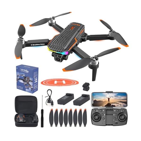 Drone with Camera for Adult Beginners and Kids,Foldable FPV,Brushless Motor,One Key Take Off/Land, Optical Flow Positioning, 360° Flip, Waypoint Fly,2Battery,Gift for adults,kids,beginners