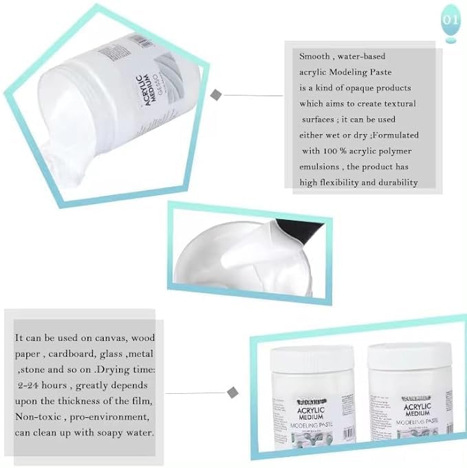 ARTISTERY Acrylic Premium Mediums Modeling Paste Sand 500 ml of 3D Effect Art Painting Modeling Paste,Non-Toxic,Water-Based Modelling Paste 4