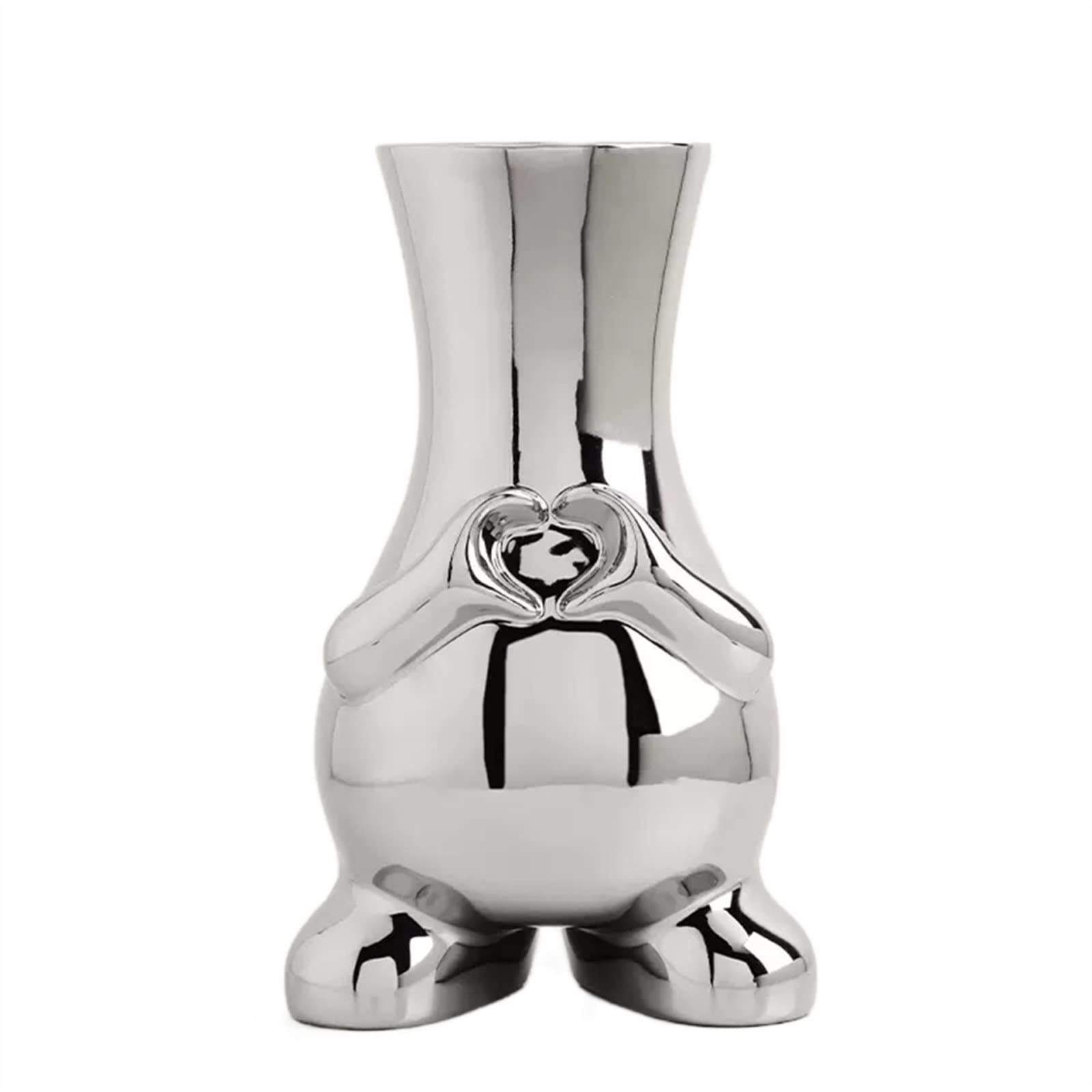 Bzgpmfud Silver Vase Desktop Ceramic Decoration Living Room Table Flowers Hydroponics Simulation Dry Flower Arrangement(,B)