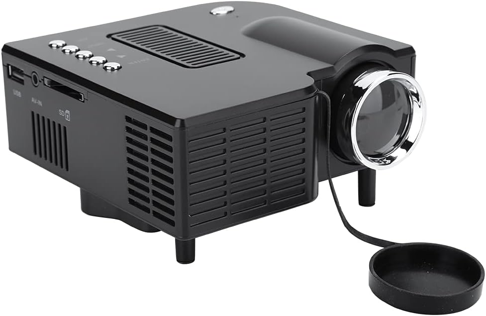 Surebuy Proyector de Películas, Mini Proyector DC 12V / 2a de 400 Lux LED LCD para Ministerio del Interior para Actividades Al Aire Libre(Negro 110-240v, Normativas Europeas)