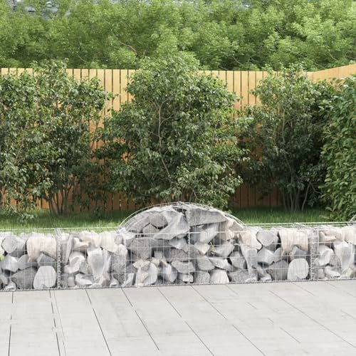 Gecheer Jardinière en maille métallique murale gabion forme arche fer 200 x 50 x 40/60 cm 3#, gabion métallique pour pierres cage panier en pierre mur fil jardin