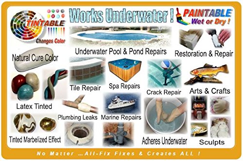 Miniatura 7 de All-Fix Kit de masilla epoxi de 12 libra - Piscina - Marina - Submarino - Estanque - Tanque - Compuesto de reparación y modelado de escultura
