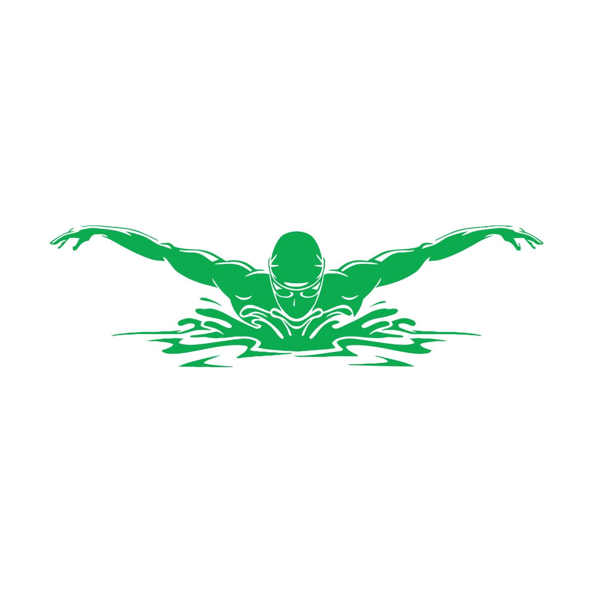 Fine Carving Decals Swimmer Swimming Pool Water Sports Athletics 49.5x166.1cm Can Modify and add Information Extra Large Green