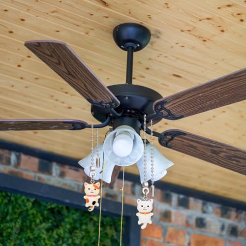 Image of DICOSMETIC 6Pcs Light Pull Chain Ceiling Fan Pull Chains Extension Resin Cat Pulls String Extenders Colorful Cat Pulls Chain Pendant with Connector Stainless Steel Ball Chains for Lamp Home Decor
