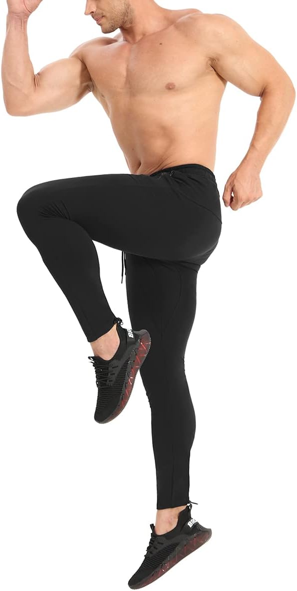 BROKIG Mens Workout Joggers Ankle Cords Gym Running Pants Athletic Sweatpants for Men with Zipper Pockets - Image 4