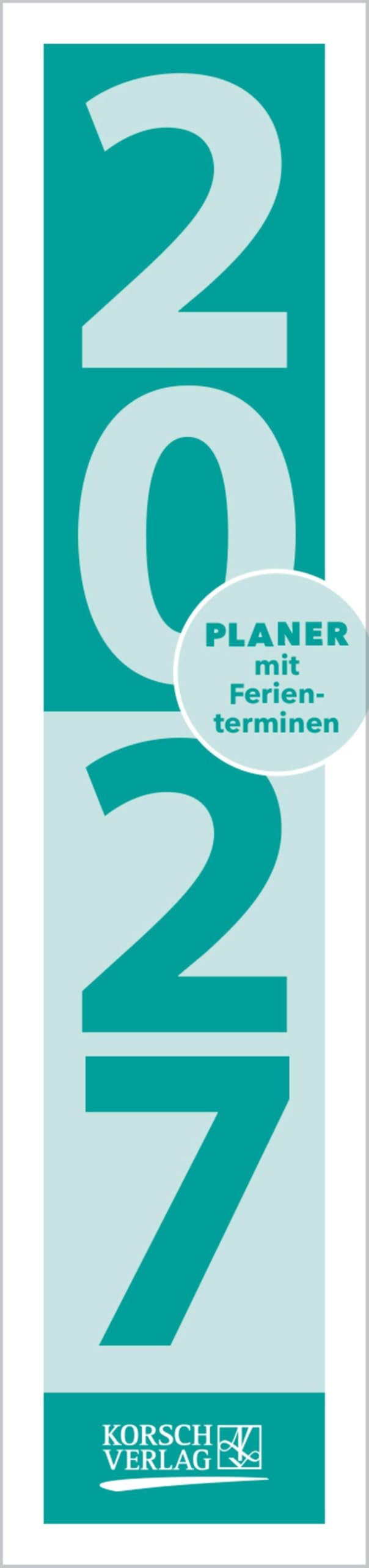 Korsch Verlag Streifenplaner Compact Türkis 2027 – Wandplaner und Bürokalender als praktische Monatsübersicht