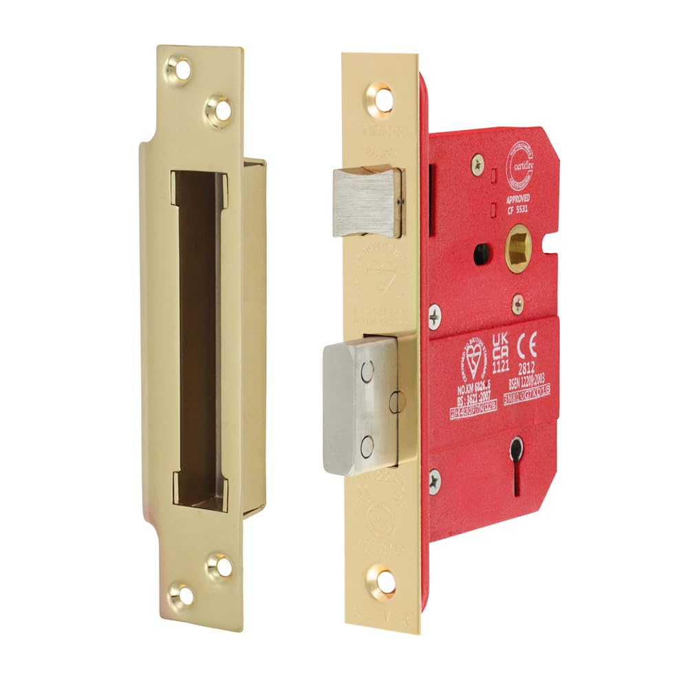 Timco 5 Lever BS CE Standard Mortice Sashlock - Electro Brass 78 case / 57