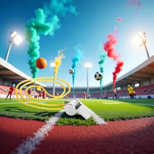 Silbato metálico amarillo con cordón para deportes miniatura 4