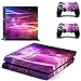eXtremeRate Adesivo Skin per ps4 Console Controller, 2 Cover Skin Controller Decalcomanie&2 Adesivi Sticker LED Lightbar Barra Luminosa per ps4 Console Joystick(Galassia Viola)