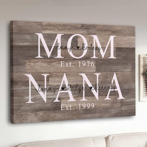 SHAANT Personalized Mothers Day Gift Canvas for Mom Grandma, Mother's Day Wall Art...