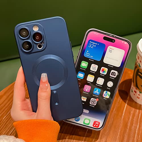 Misscase For Iphone 13 Pro Case Compatible With Magsafe,Full Protection Magnetic Case With Camera Lens Protector,Metallic Paint Silicone Dust-Proof Net Shockproof Case For Iphone 13 Pro Blue #TOP6
