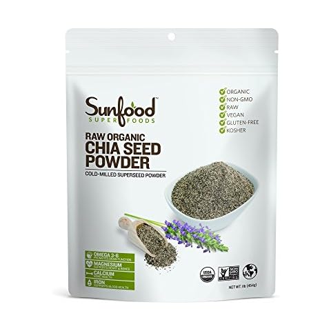 Sunfood Superfoods Organic Chia Seed Powder | 1 lb. Bag, 30 Servings | Traditional Growth Techniques | No Preservatives, Additives | Non-GMO, Vegan, Gluten-Free Cover